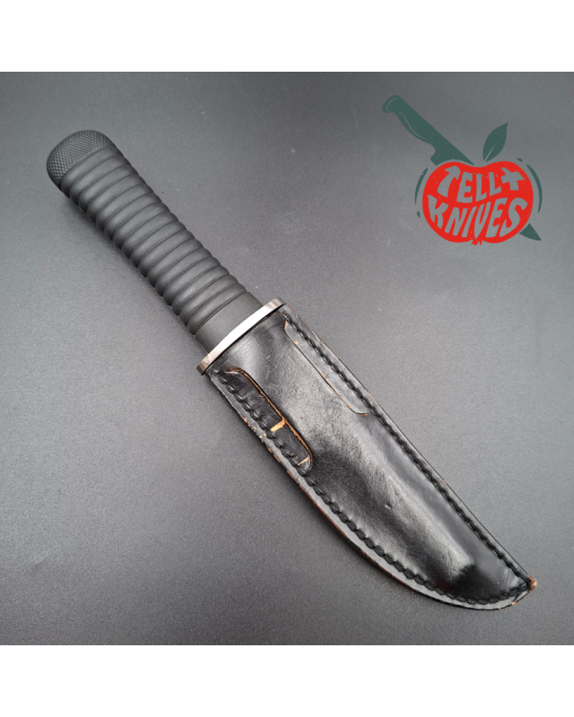 Pacific Cutlery Tanto by Kuzan Oda miror polish stainless steel black Kraton handle black leather sheath