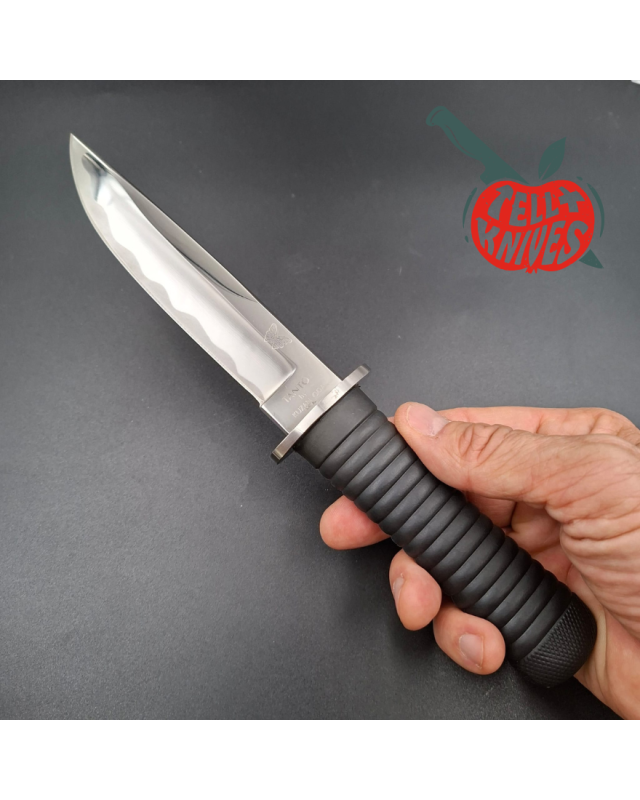 Pacific Cutlery Tanto by Kuzan Oda miror polish stainless steel black Kraton handle black leather sheath