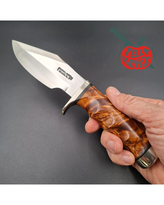 Randall Made Knives Model 19-5 Bushmaster forged stainless steel flammed maple handle nickel silver guard and pommel