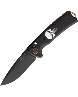 Bear & Son Nekama II Punisher folding knife14C28N stainless steel black finish blade Black Aluminium handle crossbar loc