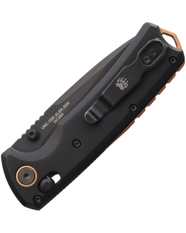 Bear & Son Nekama II Punisher folding knife14C28N stainless steel black finish blade Black Aluminium handle crossbar loc