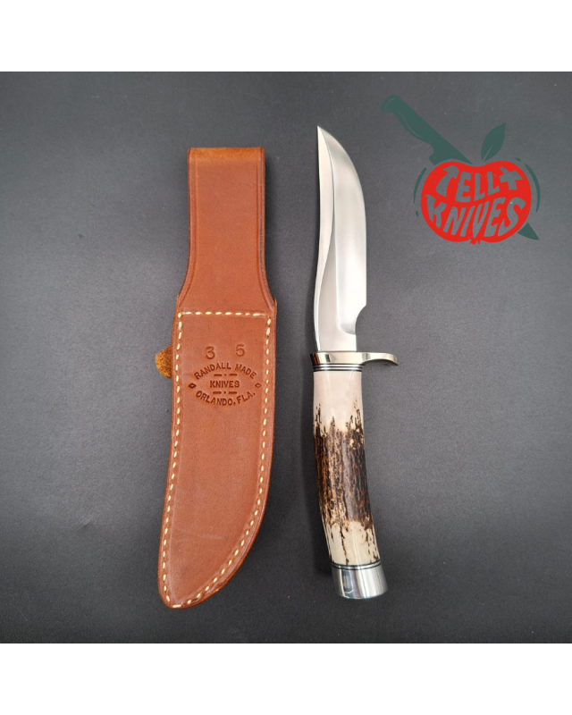Randall Made Knives Model 3-5 Hunter forged stainless steel stag handle nickel silver guard