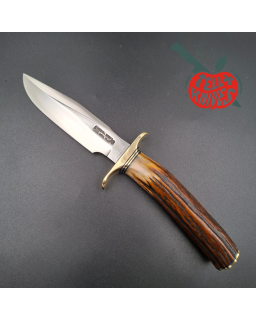 Randall Made Knives Model 1-5 All Purpose Fighting Knife forged stainless steel sambar stag handle brown leather sheath