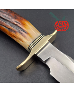Randall Made Knives Model 1-5 All Purpose Fighting Knife forged stainless steel sambar stag handle brown leather sheath
