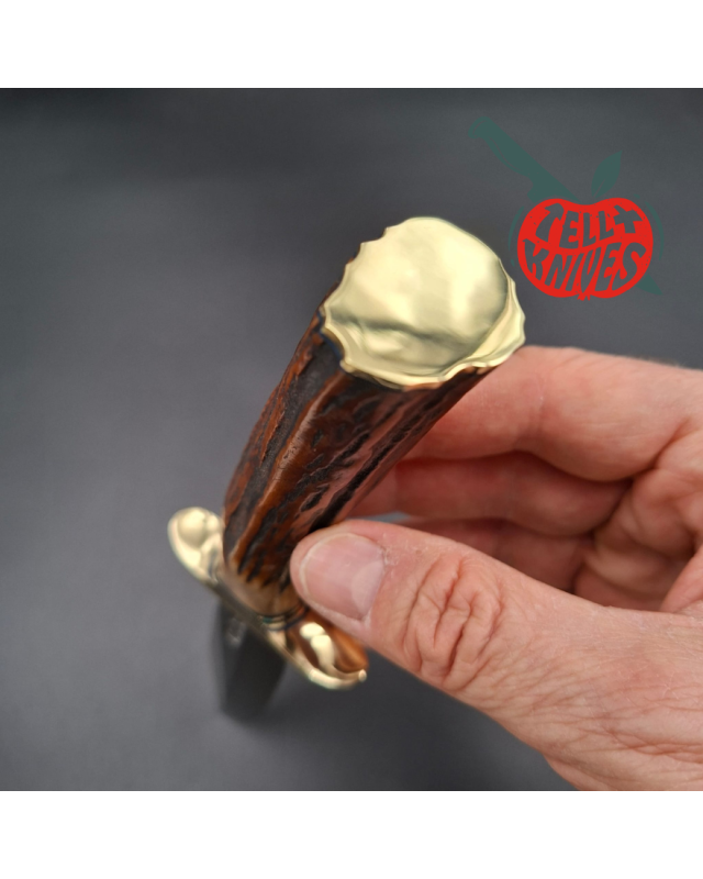 Randall Made Knives Model 1-5 All Purpose Fighting Knife forged stainless steel sambar stag handle brown leather sheath