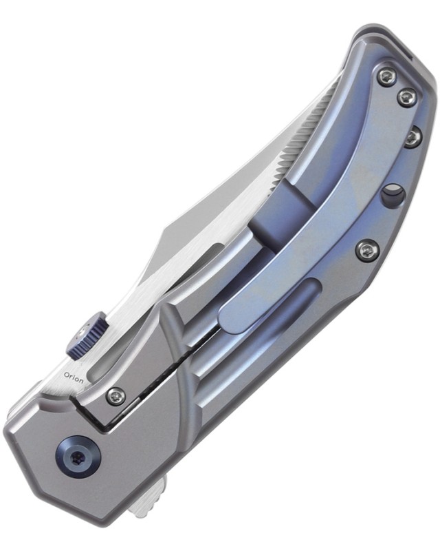Kansept Orion Framelock Satin CPM S35VN Steel Blade Blue Titanium Handle