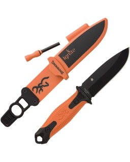 Browning Ignite 2 black oxide coated 7Cr17MoV Orange polymer handle integrated fire steel