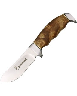 Browning Fixed Blade Skinner stainless steel satin finish blade brown wood handle black nylon sheath