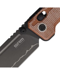 SRK Knives Rubik Laminated 140Cr steel black finish blade Ambi Lock Brown Micarta handle