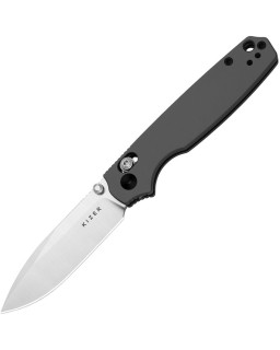 Kizer Cutlery Pokiman folding knife AEB-L stainless steel satin finish blade Clutch Lock gray aluminium handle