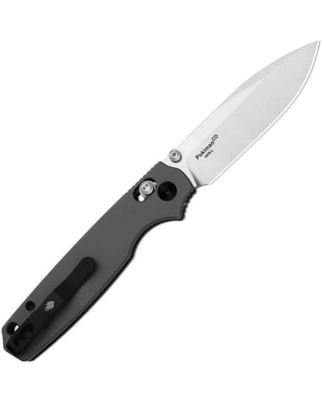 Kizer Cutlery Pokiman folding knife AEB-L stainless steel satin finish blade Clutch Lock gray aluminium handle
