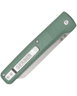 Gerber Tanto Pledge Linerlock Folding Knife Black 7Cr17Mov Steel Lichen Green Handle