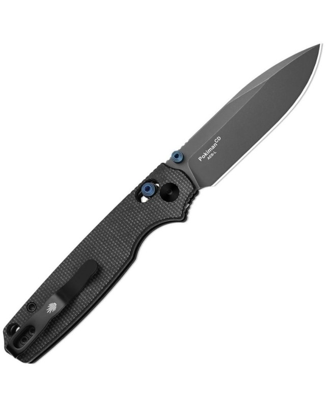 Kizer Cutlery Pokiman folding knife AEB-L stainless steel blackwash finish blade Clutch Lock black canvas micarta handle