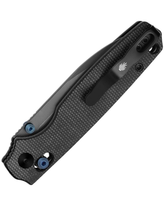 Kizer Cutlery Pokiman folding knife AEB-L stainless steel blackwash finish blade Clutch Lock black canvas micarta handle