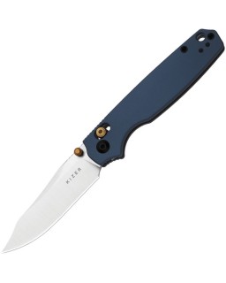 Kizer Cutlery Pokiman folding knife AEB-L stainless steel satin finish blade Clutch Lock blue aluminium handle