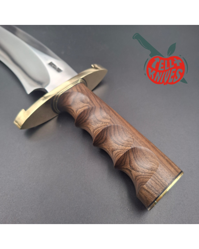 Randall Made Knives Model Sasquatch Large forged carbon steel walnut handle brass guard brown leather sheath
