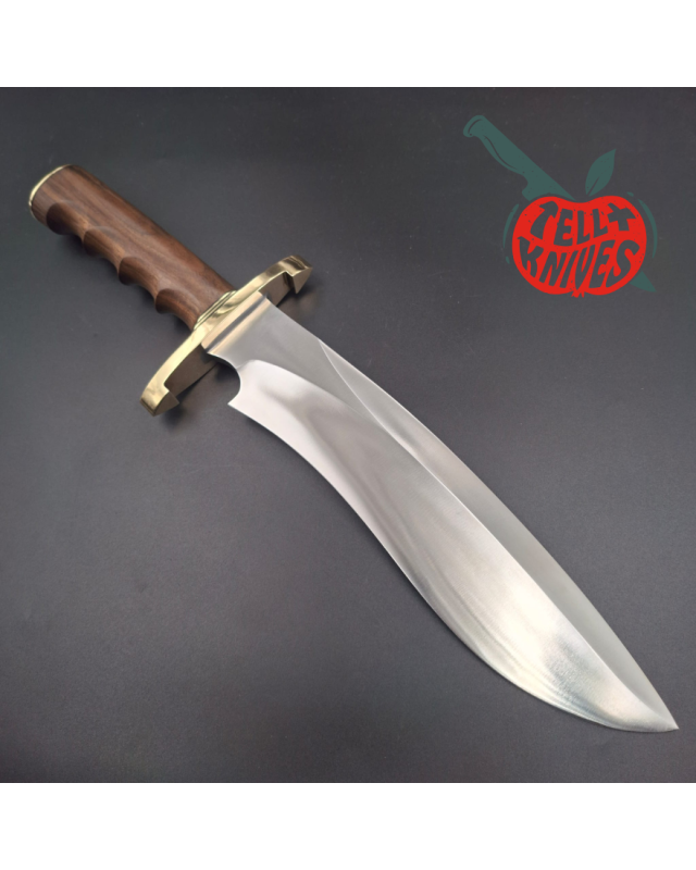 Randall Made Knives Model Sasquatch Large forged carbon steel walnut handle brass guard brown leather sheath