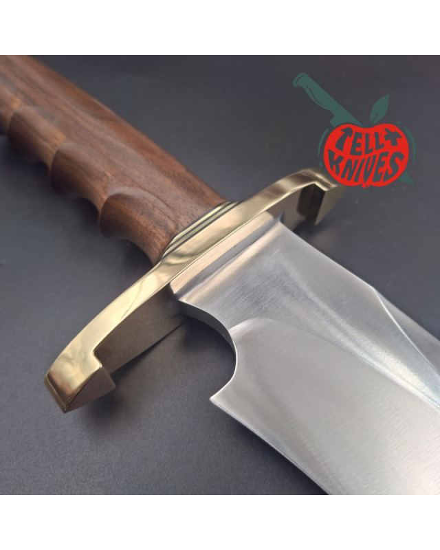 Randall Made Knives Model Sasquatch Large forged carbon steel walnut handle brass guard brown leather sheath