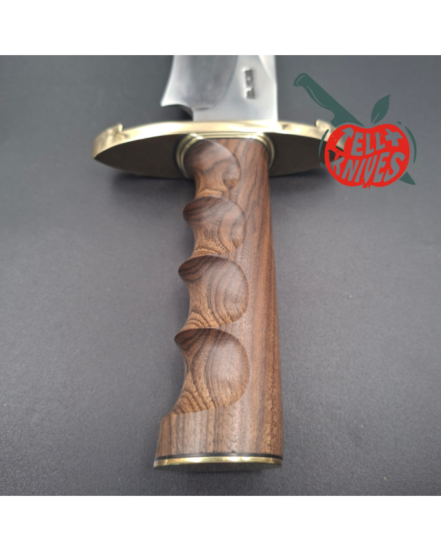 Randall Made Knives Model Sasquatch Large forged carbon steel walnut handle brass guard brown leather sheath