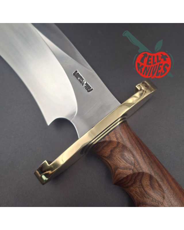 Randall Made Knives Model Sasquatch Large forged carbon steel walnut handle brass guard brown leather sheath