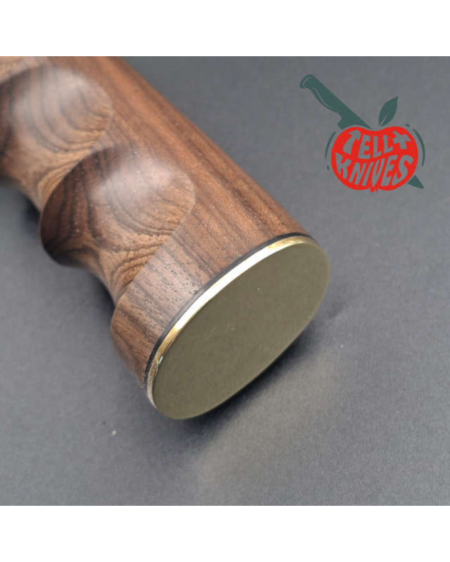 Randall Made Knives Model Sasquatch Large forged carbon steel walnut handle brass guard brown leather sheath