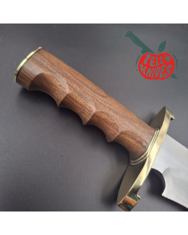 Randall Made Knives Model Sasquatch Large forged carbon steel walnut handle brass guard brown leather sheath