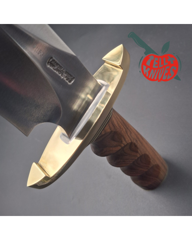 Randall Made Knives Model Sasquatch Large forged carbon steel walnut handle brass guard brown leather sheath