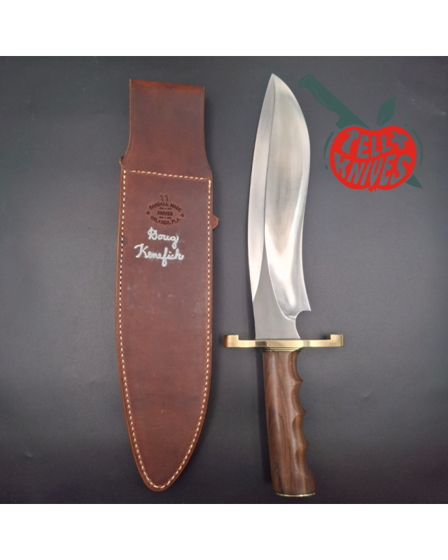 Randall Made Knives Model Sasquatch Large forged carbon steel walnut handle brass guard brown leather sheath