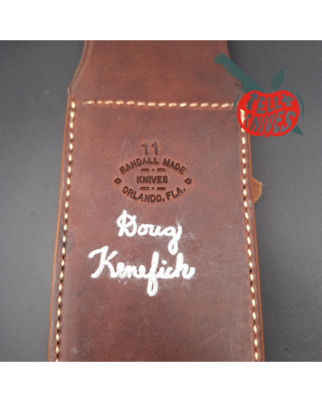 Randall Made Knives Model Sasquatch Large forged carbon steel walnut handle brass guard brown leather sheath