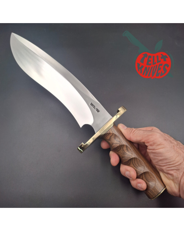 Randall Made Knives Model Sasquatch Large forged carbon steel walnut handle brass guard brown leather sheath