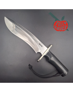 Randall Made Knives Model Sasquatch Large forged carbon steel Black micarta handle nickel silver guard black leather sheath