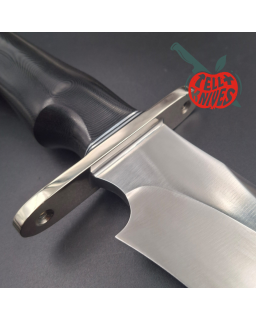 Randall Made Knives Model Sasquatch Large forged carbon steel Black micarta handle nickel silver guard black leather sheath