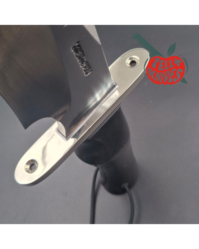 Randall Made Knives Model Sasquatch Large forged carbon steel Black micarta handle nickel silver guard black leather sheath