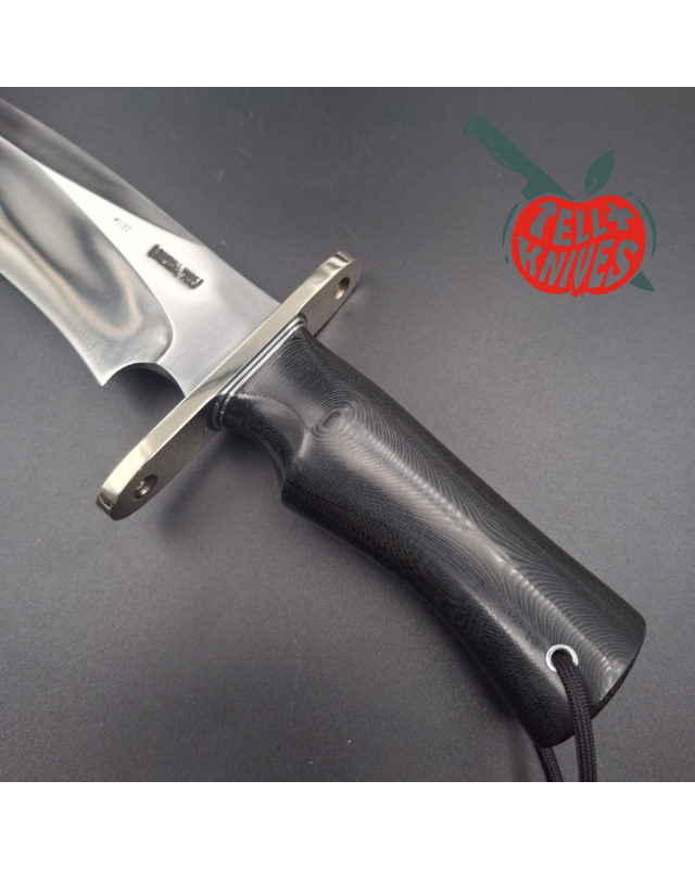 Randall Made Knives Model Sasquatch Large forged carbon steel Black micarta handle nickel silver guard black leather sheath