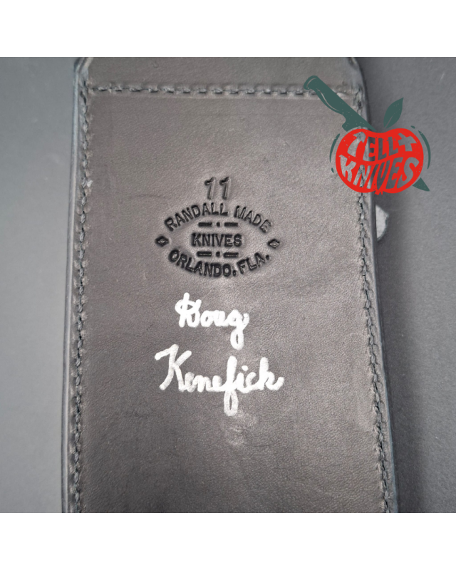 Randall Made Knives Model Sasquatch Large forged carbon steel Black micarta handle nickel silver guard black leather sheath