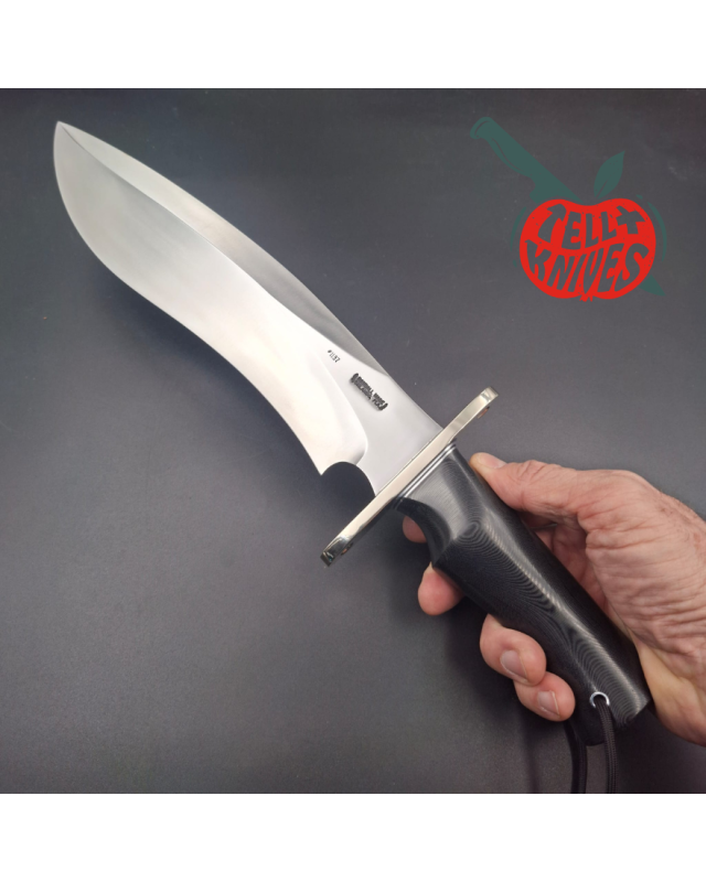 Randall Made Knives Model Sasquatch Large forged carbon steel Black micarta handle nickel silver guard black leather sheath