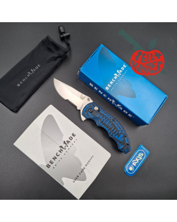 Benchmade 2016 300SN Ball 154CM steel blade black and blue G10 handle