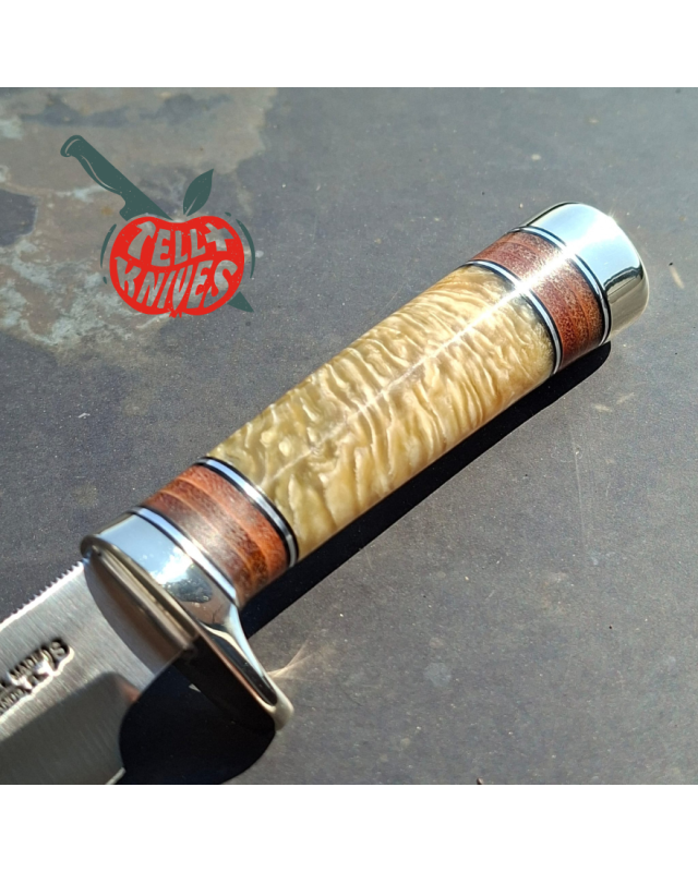 Randall Made Knives Model 26 - 4 Pathfinder carbon steel nickel silver guard and pommel musk ox and stacked leather handle