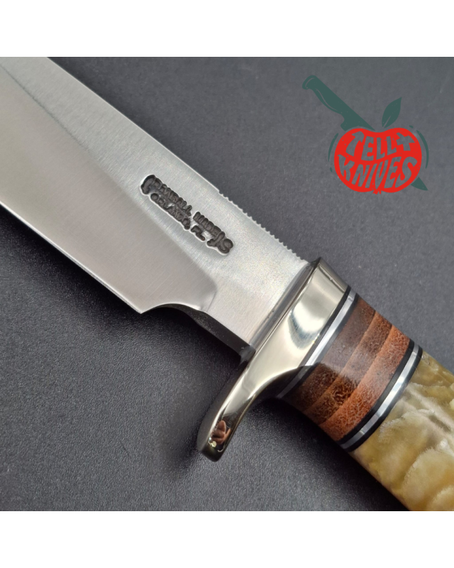 Randall Made Knives Model 26 - 4 Pathfinder carbon steel nickel silver guard and pommel musk ox and stacked leather handle