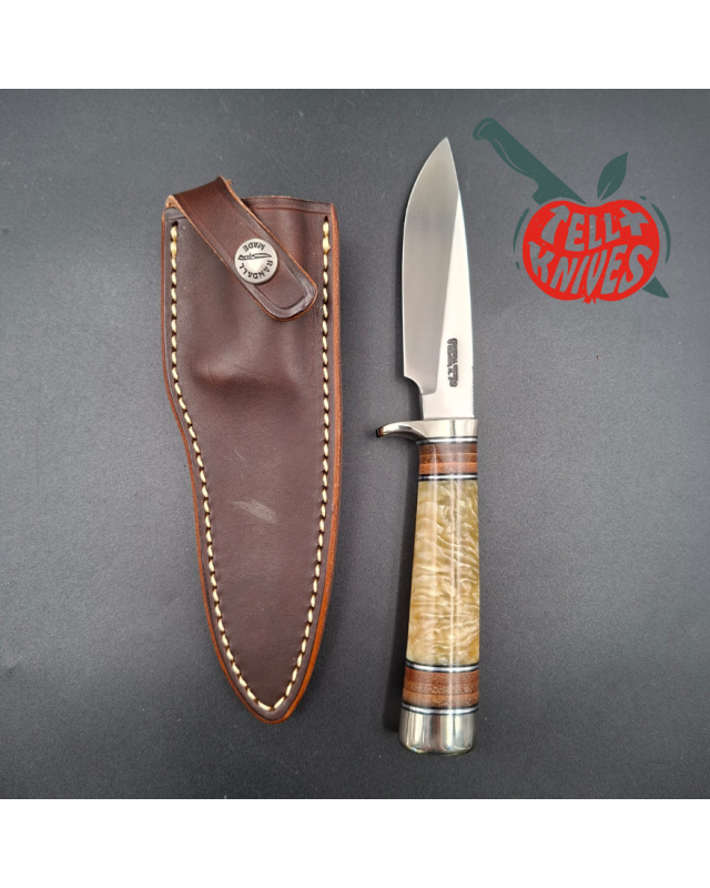 Randall Made Knives Model 26 - 4 Pathfinder carbon steel nickel silver guard and pommel musk ox and stacked leather handle