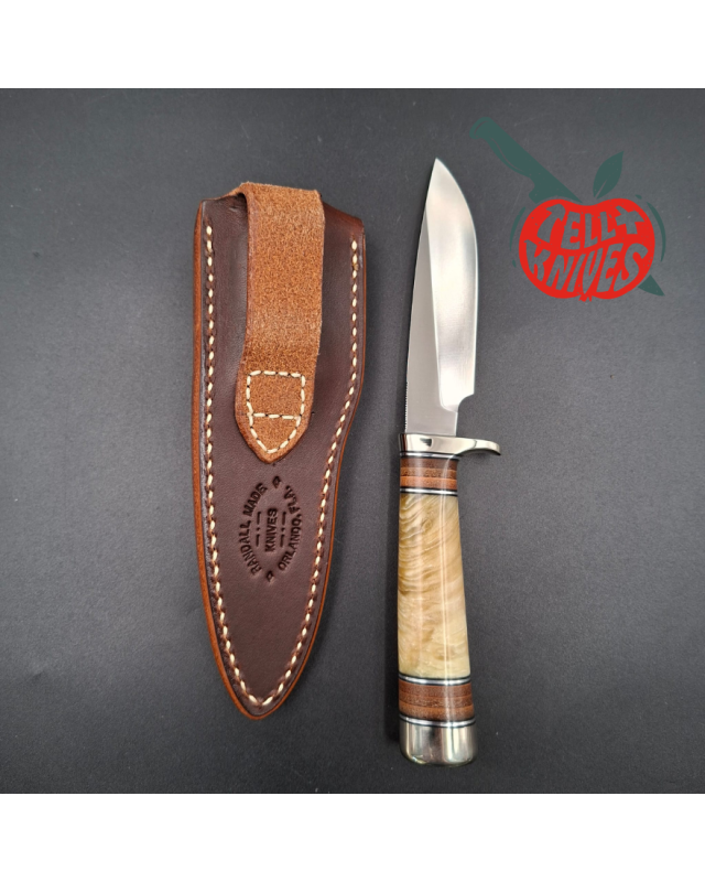 Randall Made Knives Model 26 - 4 Pathfinder carbon steel nickel silver guard and pommel musk ox and stacked leather handle