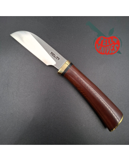 Randall Made Knives Model Cattleman carbon steel brass guard and pommel maroon micarta handle brown leather sheath