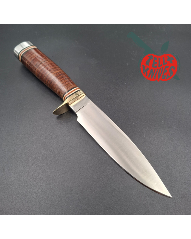 SOG Bear Hunter SD-100L Seki Japan 440A stainless steel satin finish blade brass guard stacked leather handle