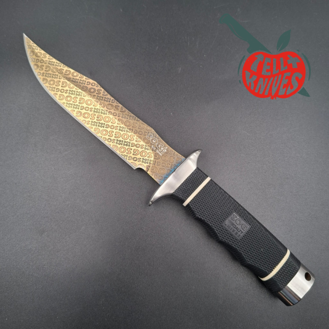 SOG 2008 Monogram Limited Edition 300pces AUS8 stainlesse steel gold TiNi finish blade black Kraton handle
