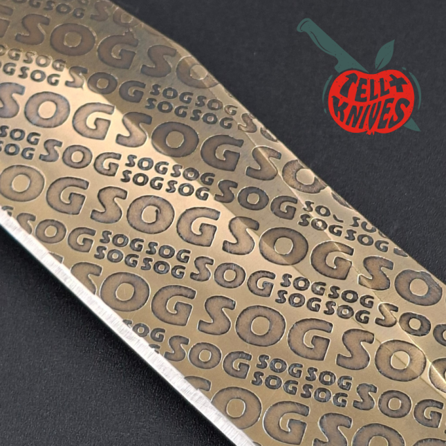 SOG 2008 Monogram Limited Edition 300pces AUS8 stainlesse steel gold TiNi finish blade black Kraton handle