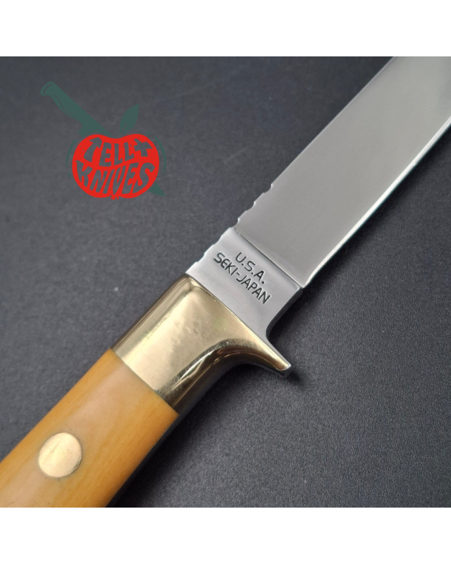 AL MAR Knives 1979 Fisher 5003 fixed blade AUS-6 stainess steel miror finish paper micarta handle