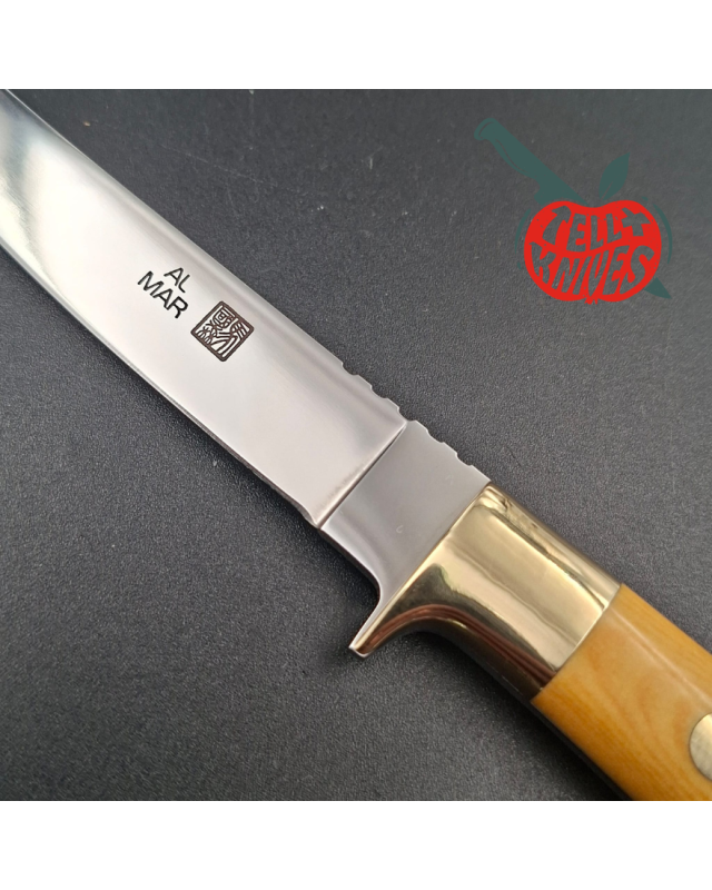 AL MAR Knives 1979 Fisher 5003 fixed blade AUS-6 stainess steel miror finish paper micarta handle