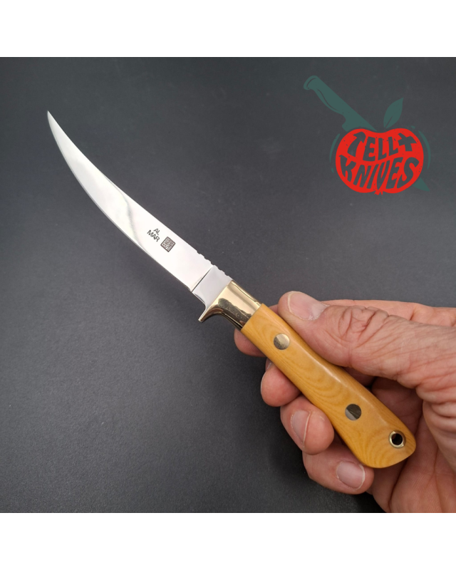 AL MAR Knives 1979 Fisher 5003 fixed blade AUS-6 stainess steel miror finish paper micarta handle