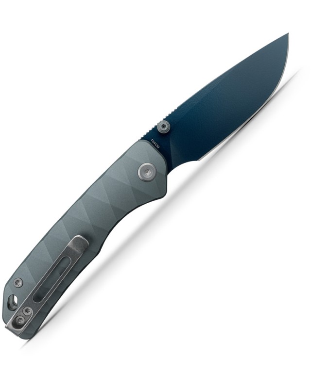 Vosteed Marten Top Linerlock Blue Cerakote 154CM Stainless Steel Blade Gray Aluminium Handle