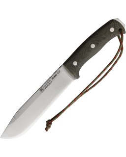 JOKER Nomad 6.5 full tang fixed blade Böhler N695 stainless steel satin finish Green Micarta handle black leather sheath